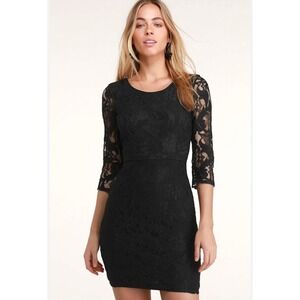 NWT Lulus Women's‎ Black Lace Sheath Dress Cocktail Party Midi Elegant Size M